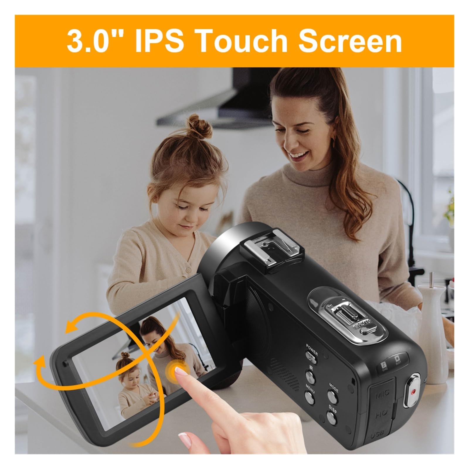 4K UHD 56MP WiFi Digital Camcorder with IR Night Vision - MZZYG Streaming Video Camera for Vlogging, YouTube & Outdoor Recording (Includes 64GB SD Card, Blue) - Perfect for Travel Vlogs, Live Streaming & Nighttime Shooting