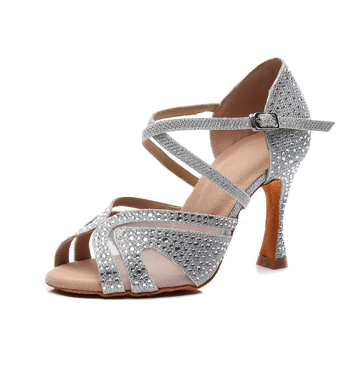 Elegant 3.5 Inch Rhinestone Ballroom Dance Shoes for Women - Latin & Party Performance Heels | Perfect for Salsa, Tango, Wedding & Competition Dancing