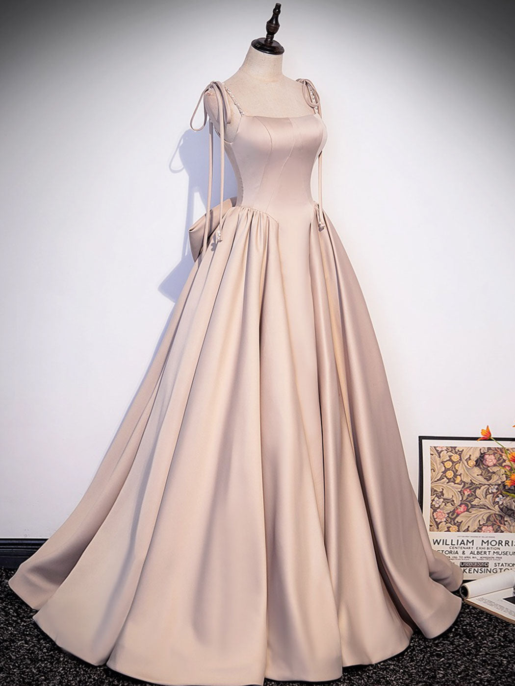 Elegant Champagne A-Line Satin Dress for Women - Perfect for Weddings, Parties & Special Occasions