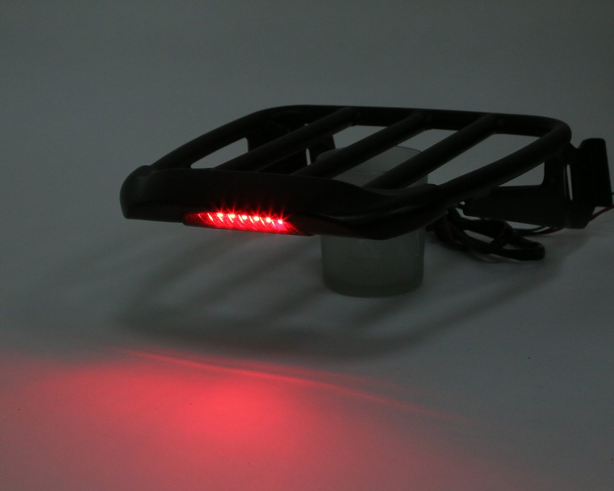XFMT Detachable Two-Up Luggage Rack with LED Lights for Harley Sportster XL Dyna Softail 2004-2017 - Perfect for Long Rides & Road Trips