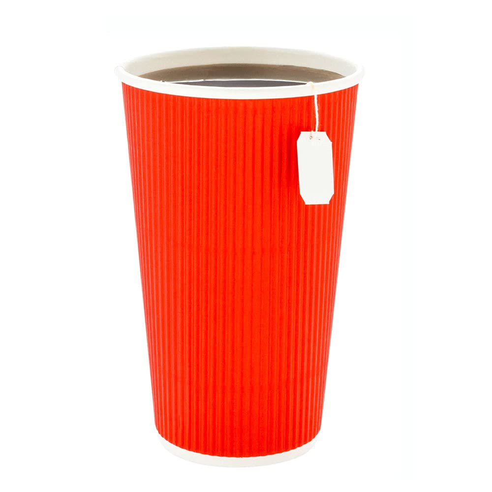 500 Pack 16oz Disposable Coffee Cups with Ripple Wall Design - Insulated Red Paper Hot Cups for Coffee, Tea & Hot Beverages (Lids Sold Separately) - Perfect for Cafes, Offices, Catering & Takeout Services