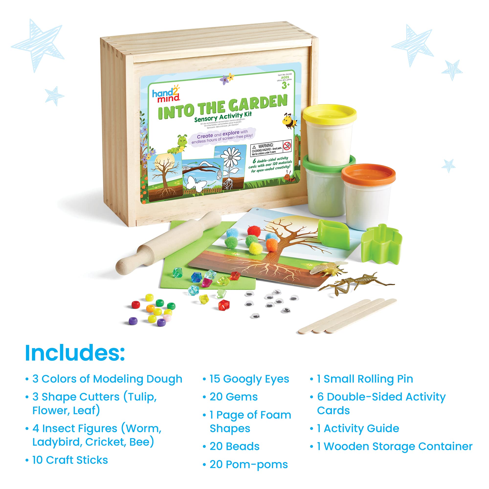 Hand2Mind Into the Garden Sensory Activity Kit for Kids – Montessori Sensory Bin with Lid, Nature & Fine Motor Toys, Play Therapy & Arts and Crafts Kits – Perfect for Home, Classroom & Therapy Sessions