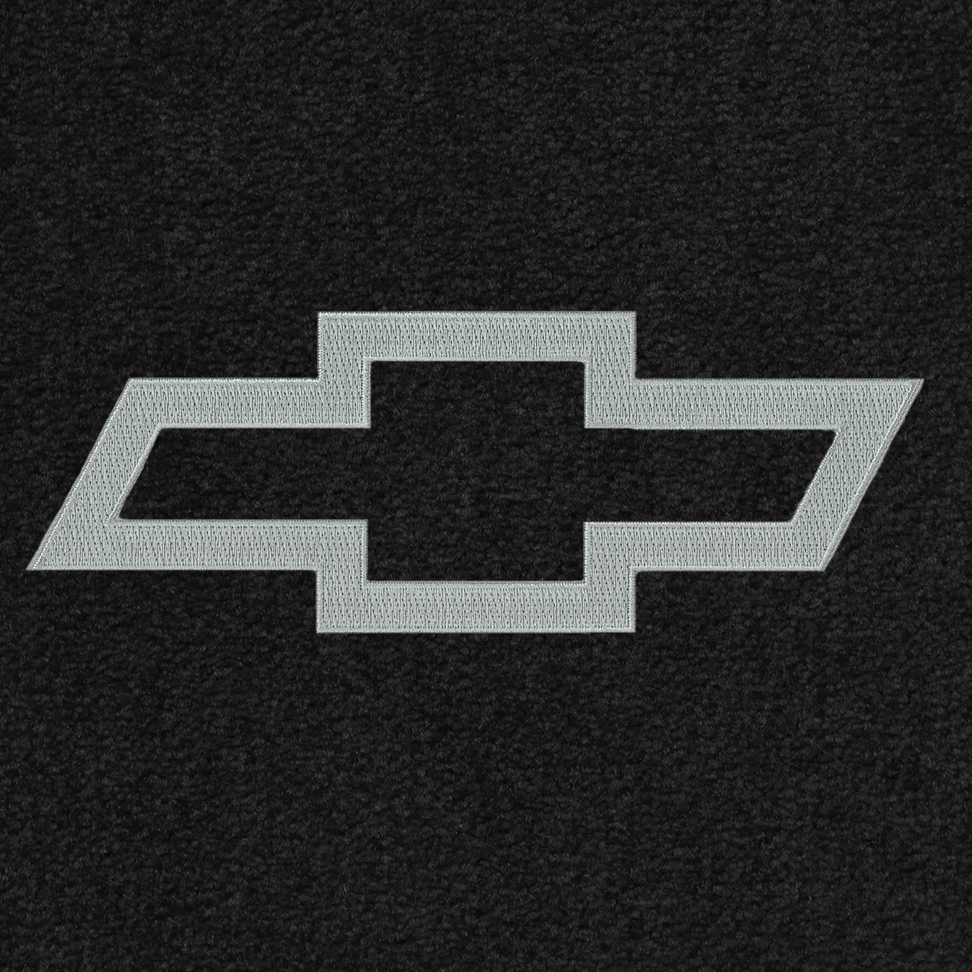 Premium Custom-Fit Carpeted Floor Mats for 1984-1991 Chevy R Pickup - Black with Silver Bowtie Design | Luxury Car Floor Liners | Perfect for Daily Commute & Road Trips