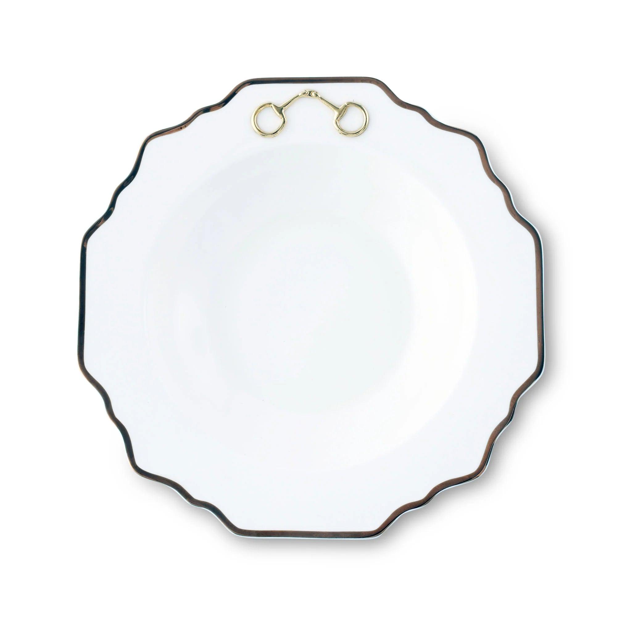 Premium Snaffle Bit Gold Scallop Soup Bowl - Elegant Dining Tableware for Fine China, Wedding Gifts & Luxury Home Decor - Perfect for Formal Dinners, Special Occasions & Gift Giving