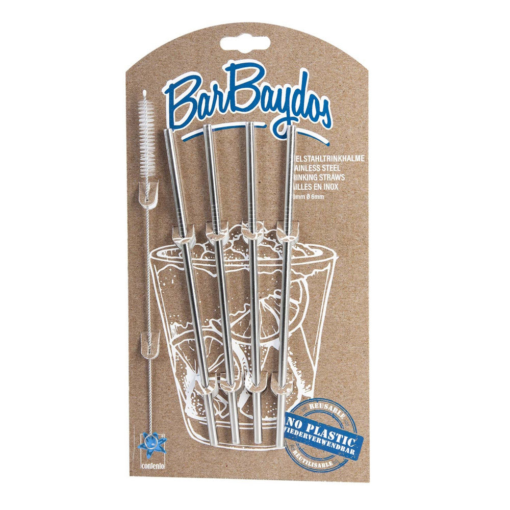 Eco-Friendly BarBados Stainless Steel Drinking Straws - 6 Pack Reusable Metal Straws for Smoothies, Iced Coffee & Cocktails | Dishwasher Safe, BPA-Free | Perfect for Home, Office & Travel Use