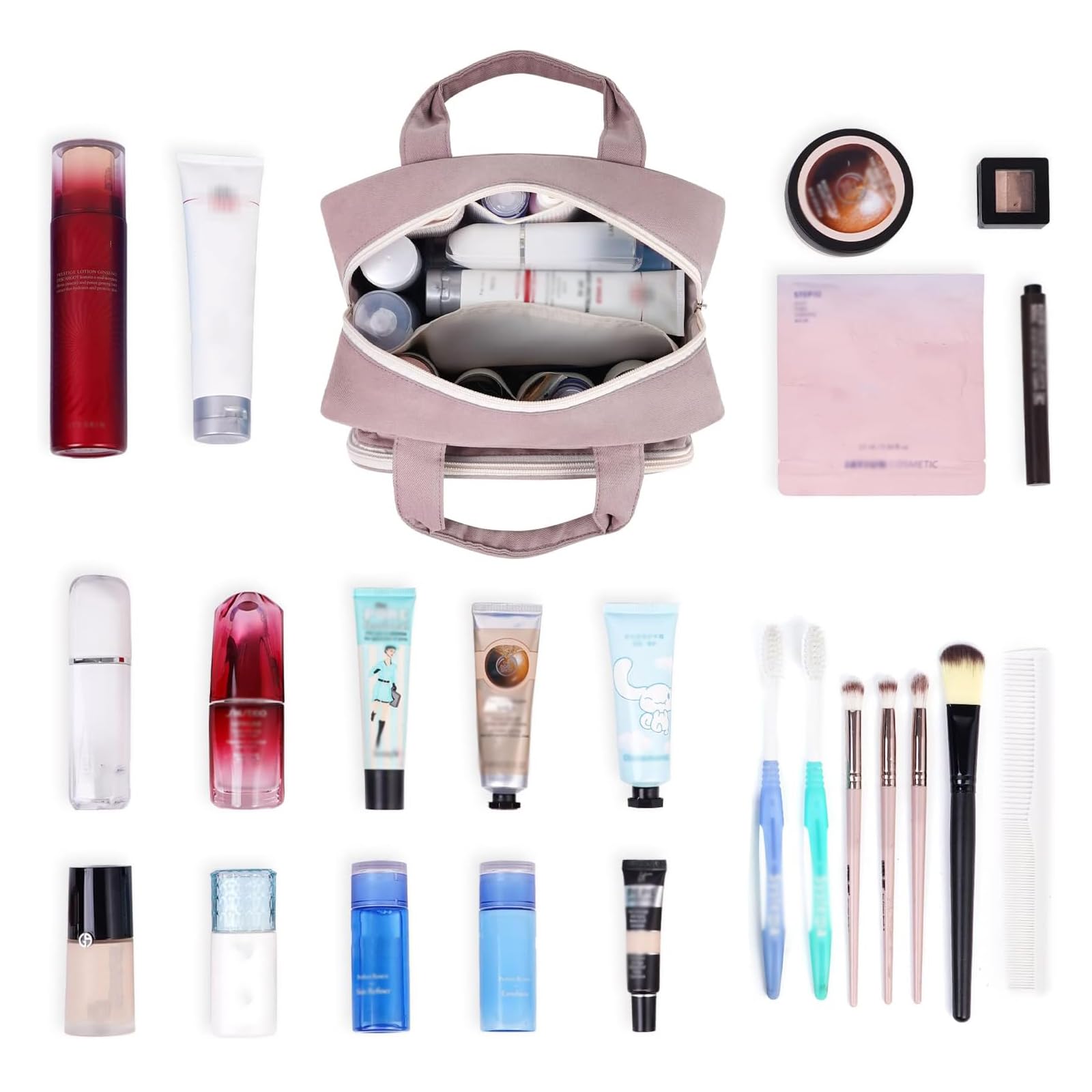 Large Travel Toiletry Bag for Women - Full Size Cosmetic & Makeup Organizer with Multiple Pockets (Dusty Rose) | Perfect for Vacation, Gym, Business Trips & Weekend Getaways