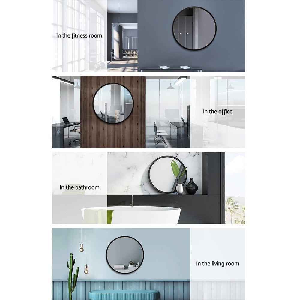 Embellir 20-Inch Round Wall Mirror - Black Framed Bathroom Makeup Mirror for Home Decor, Vanity & Bedroom - Perfect for Dressing Table, Bathroom & Living Room