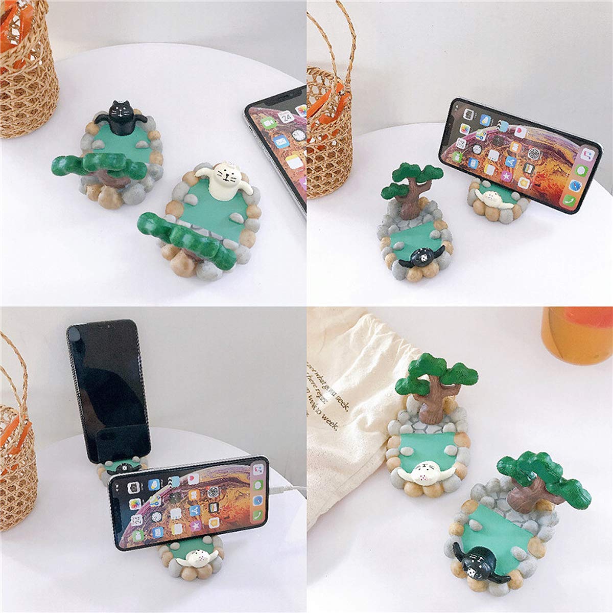 Adorable Cat Phone Stand for Desk & Sofa - Mini Cute Smartphone Holder Dock for iPhone & Android - Perfect for Office, Home Decor & Gift Idea