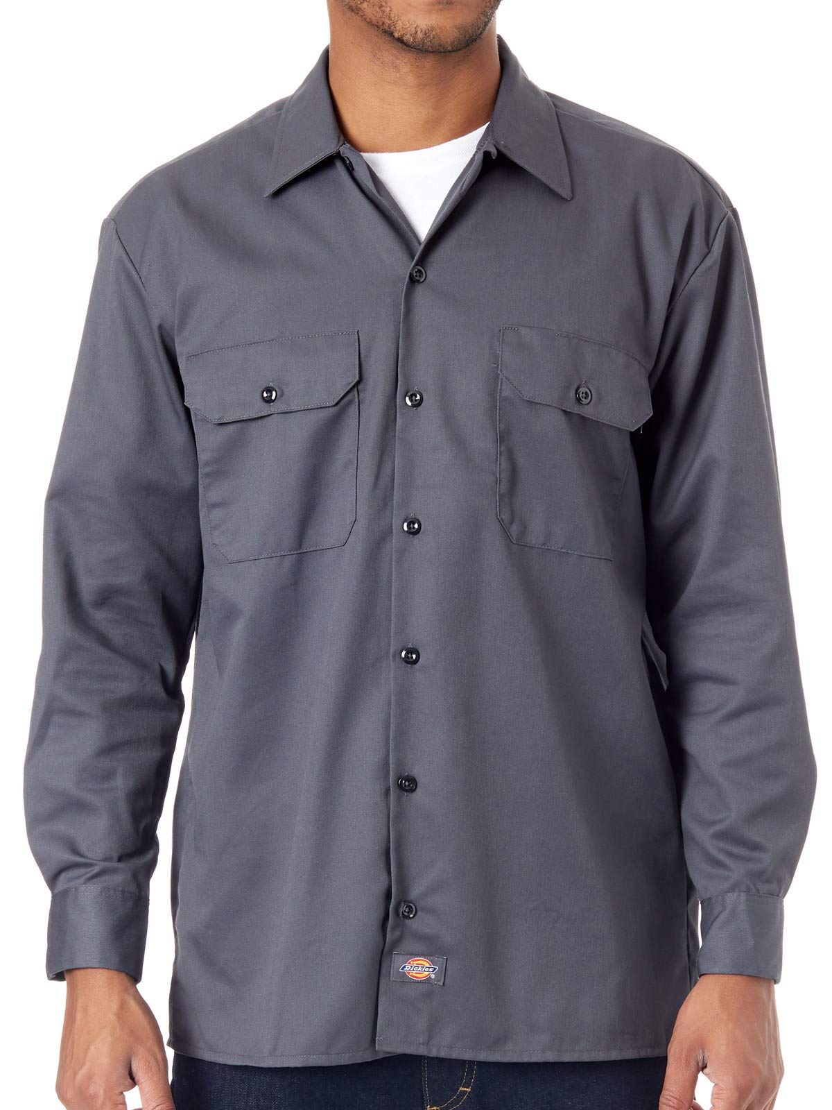 Dickies Men's Big & Tall Long Sleeve Work Shirt - Durable Cotton Twill, Relaxed Fit for Comfort, Professional Workwear for Construction, Landscaping & Outdoor Jobs