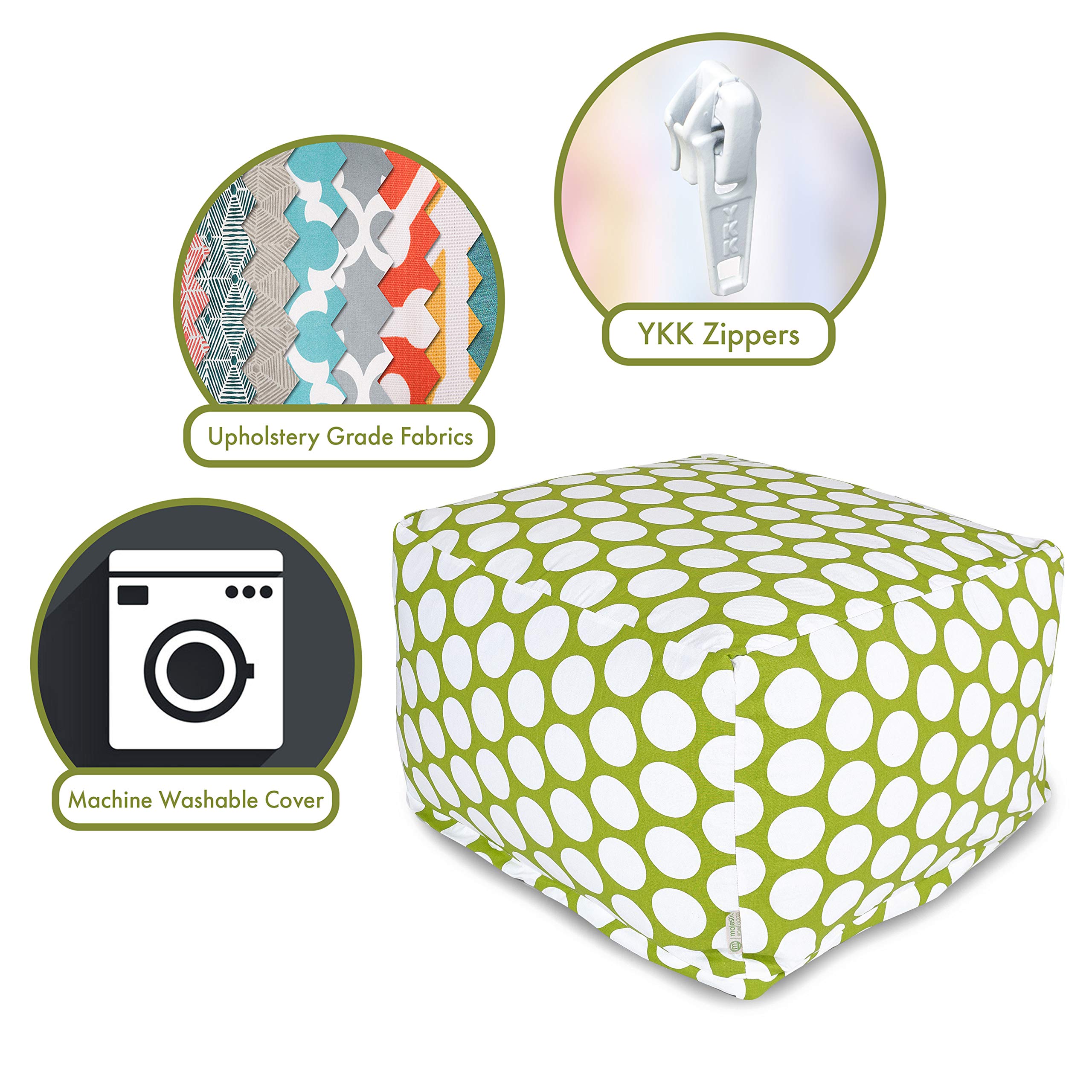 Majestic Home Goods Large Green Polka Dot Ottoman - Extra Large Footrest Pouf for Living Room, Bedroom & Nursery - Soft & Stylish Home Decor Accent