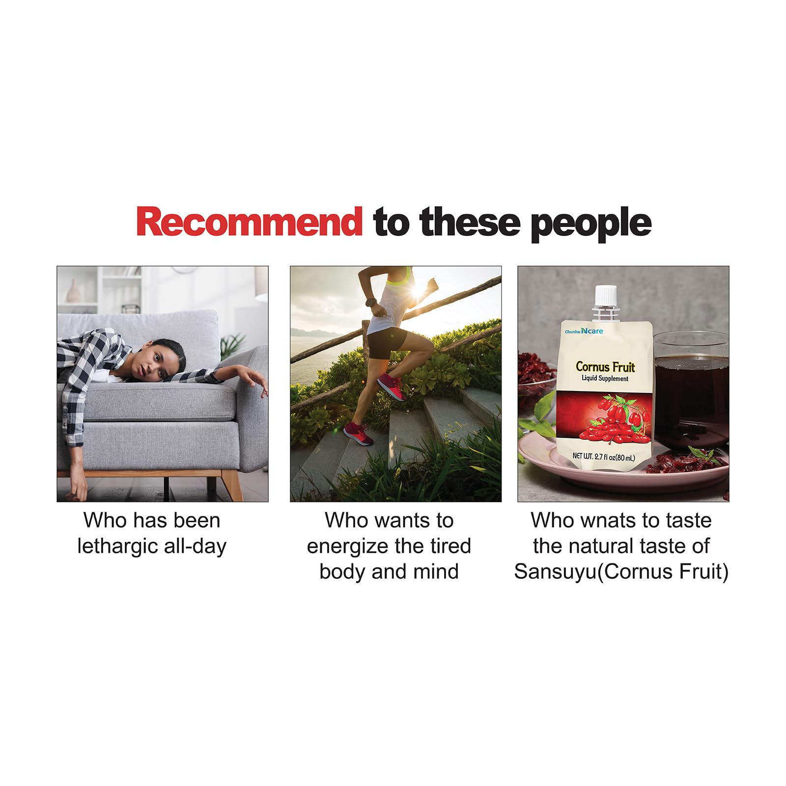 Chunho N'Care Cornus Fruit Juice for Men - 60 Pack | Natural Immune Booster & Health Supplement | Supports Energy & Vitality | Perfect for Daily Wellness Routine & Active Lifestyle