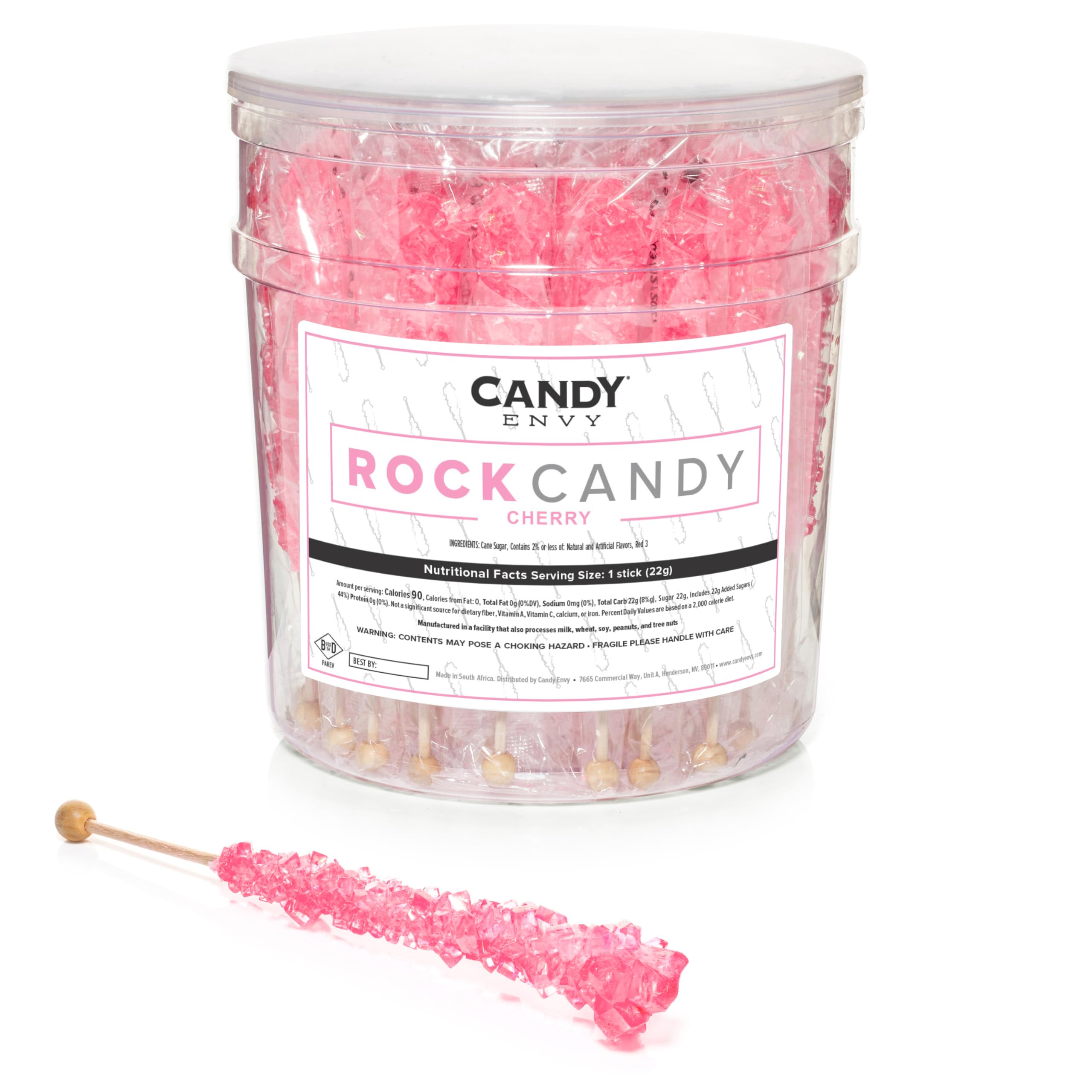 **Cherry Flavored Light Pink Rock Candy Sugar Sticks - 36 Individually Wrapped - Perfect for Parties, Gifts & Dessert Decorations**