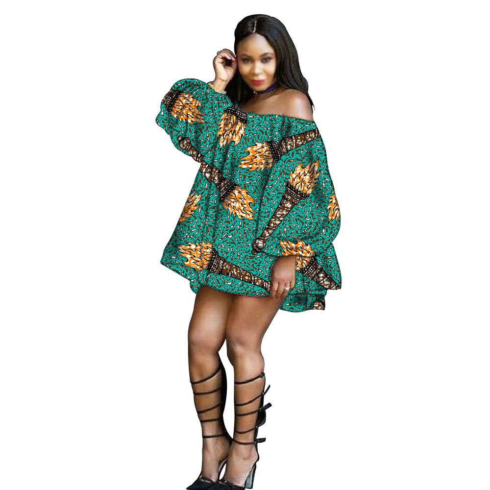 Stylish African Print Dresses for Women - Ankara Wax Cotton Plus Size Party Dress with Lantern Sleeves | Sexy Strapless Short Dress for Weddings, Festivals & Special Occasions