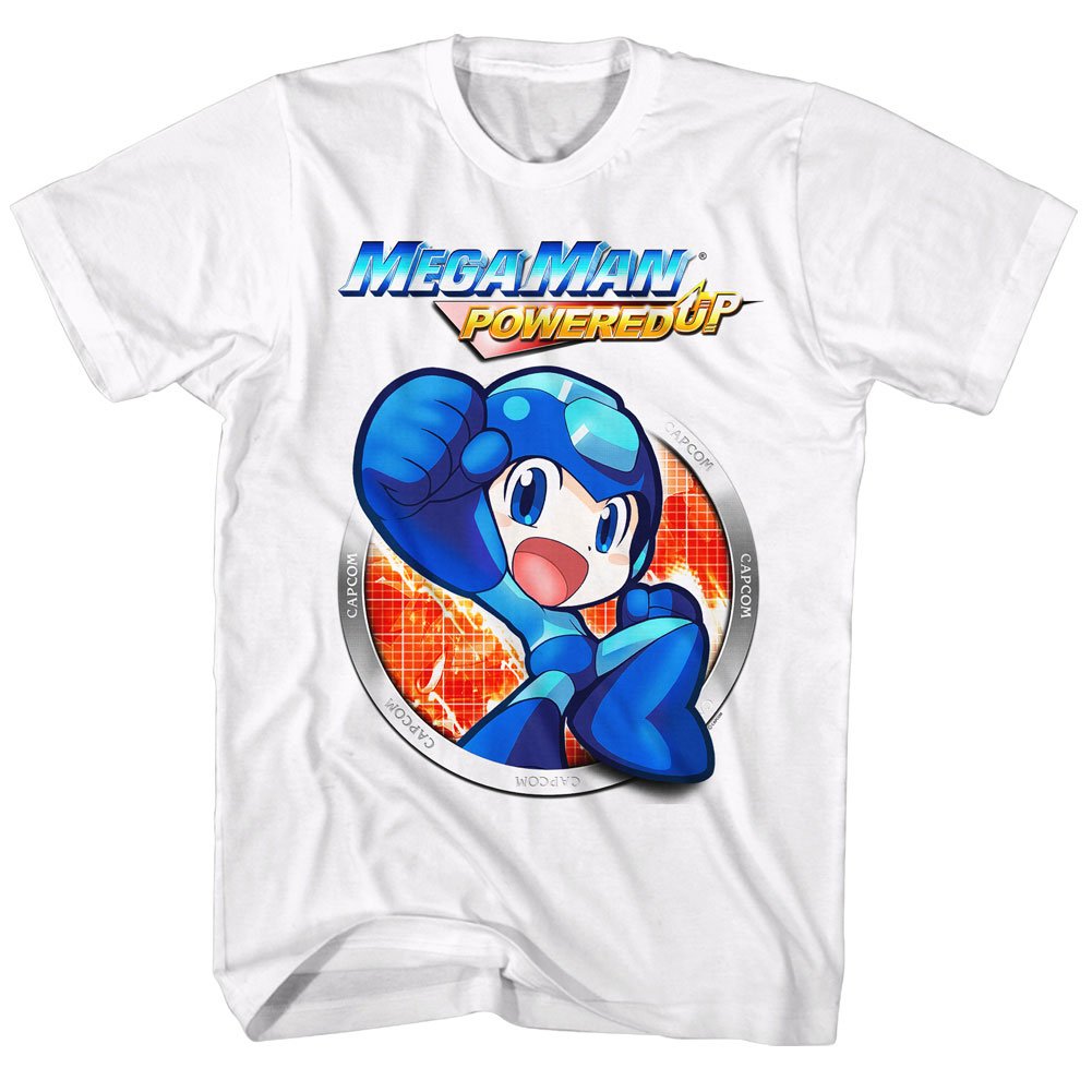 Mega Man - Men's Powered Up Graphic T-Shirt | Retro Video Game Tee for Casual Wear & Gaming Fans
