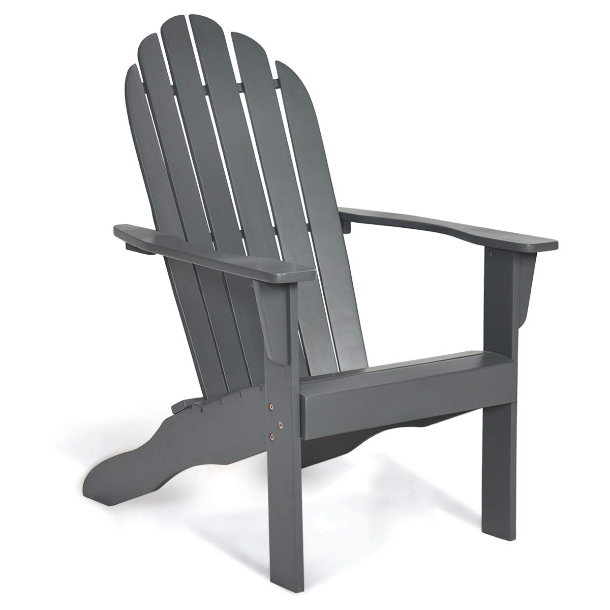 Premium Acacia Wood Adirondack Chair - Heavy Duty 350 lbs Weight Capacity, Weather-Resistant Outdoor Lounge Chair for Patio, Garden, Poolside, Deck & Fire Pit - Perfect for Relaxing in Backyard, Balcony or Lakeside (Gray)