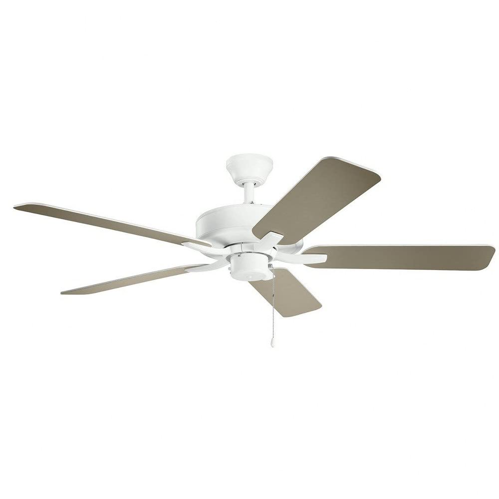 Kichler 330018SBK Basics Pro 52-Inch Indoor Ceiling Fan with Light Kit - Satin Black Finish - Energy Efficient Quiet Motor - Perfect for Living Room, Bedroom, or Office