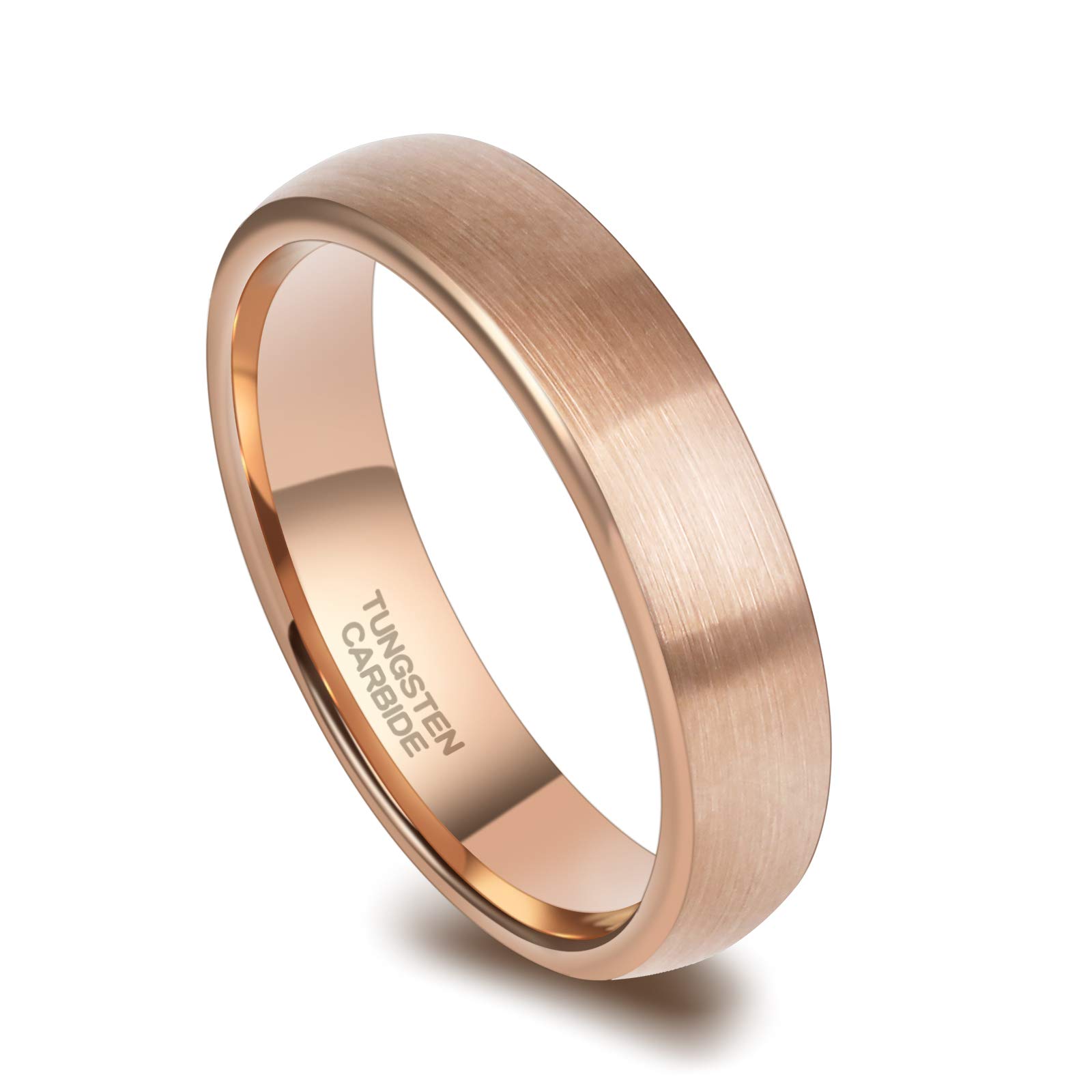 TRUMIUM 3mm & 5mm Tungsten Wedding Bands for Women & Men - Rose Gold & Silver Brushed Comfort Fit Rings (Size 4-12) - Perfect for Engagement, Anniversary & Everyday Wear