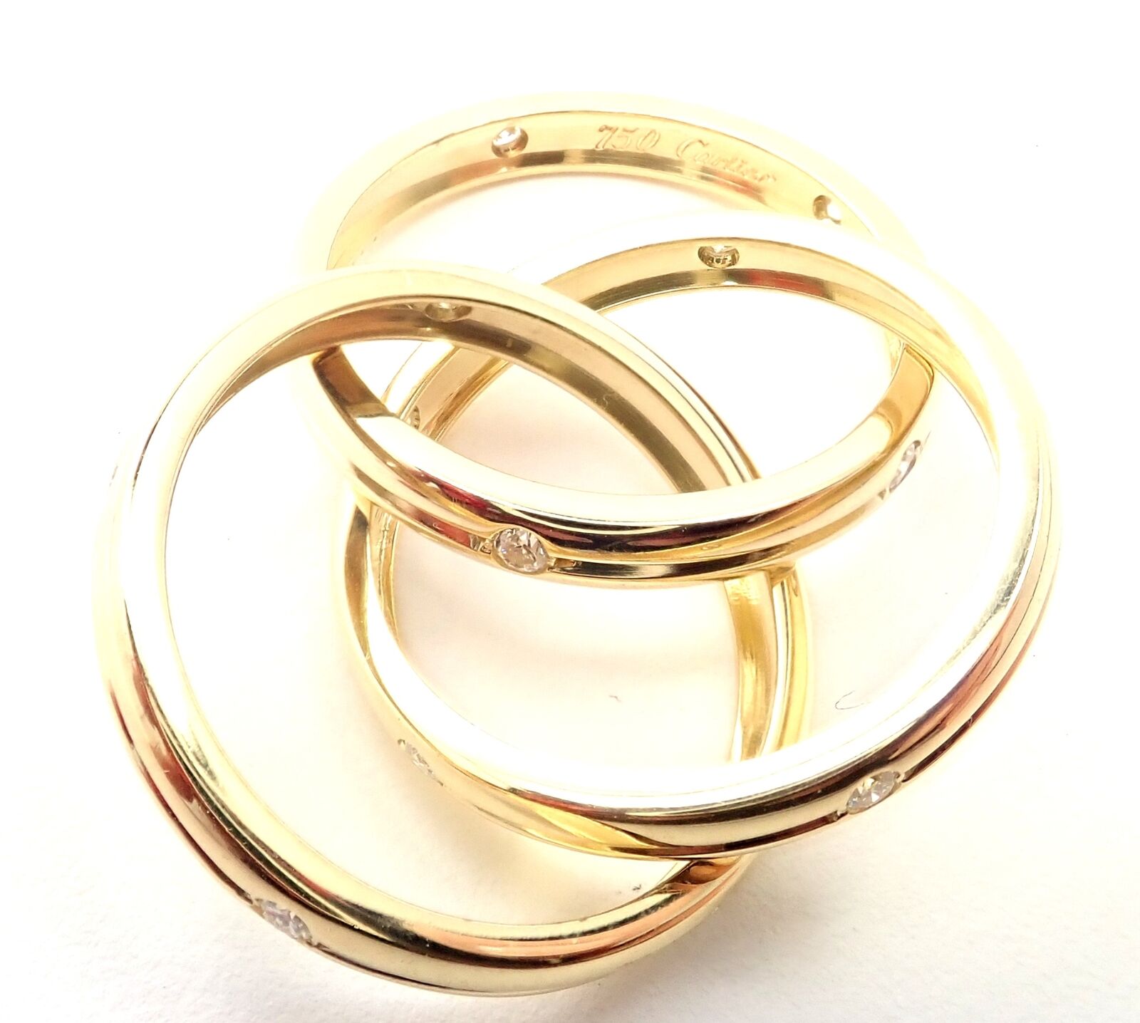 Authentic Cartier 18k Yellow Gold Diamond Trinity Ring Size 51 - Luxury Jewelry for Women, Perfect for Anniversaries, Engagements & Special Occasions