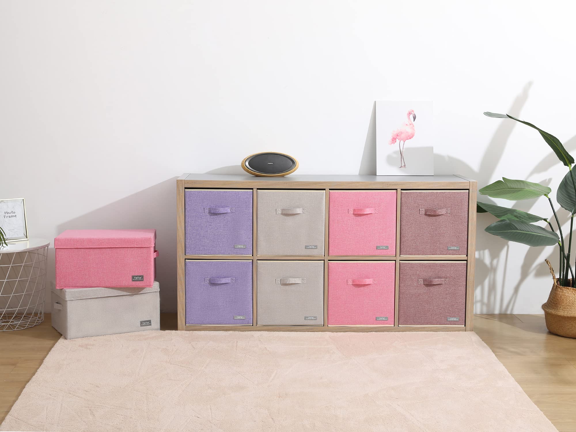 Foldable Fabric Storage Bins 2-Pack - 13x13x13 Inch Pink Collapsible Cube Organizer for Closet, Shelves & Home Organization - Perfect for Toys, Books & Laundry Storage
