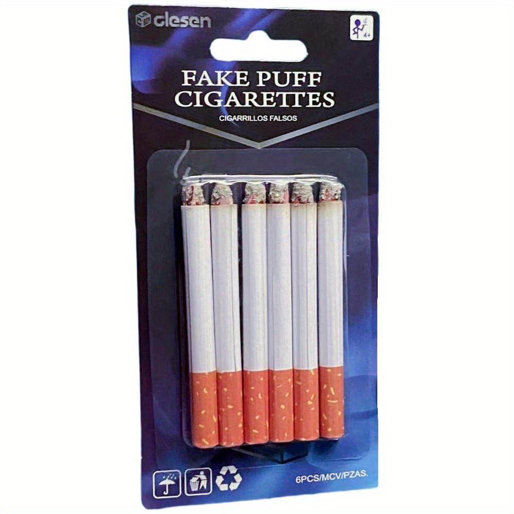 3.25 Inch Realistic Fake Cigarettes (Pack of 6) - Durable Faux Cigs for Themed Parties, Halloween Costumes, Theater Performances & Movie Props - Smoke-Free Alternative for Actors & Cosplay