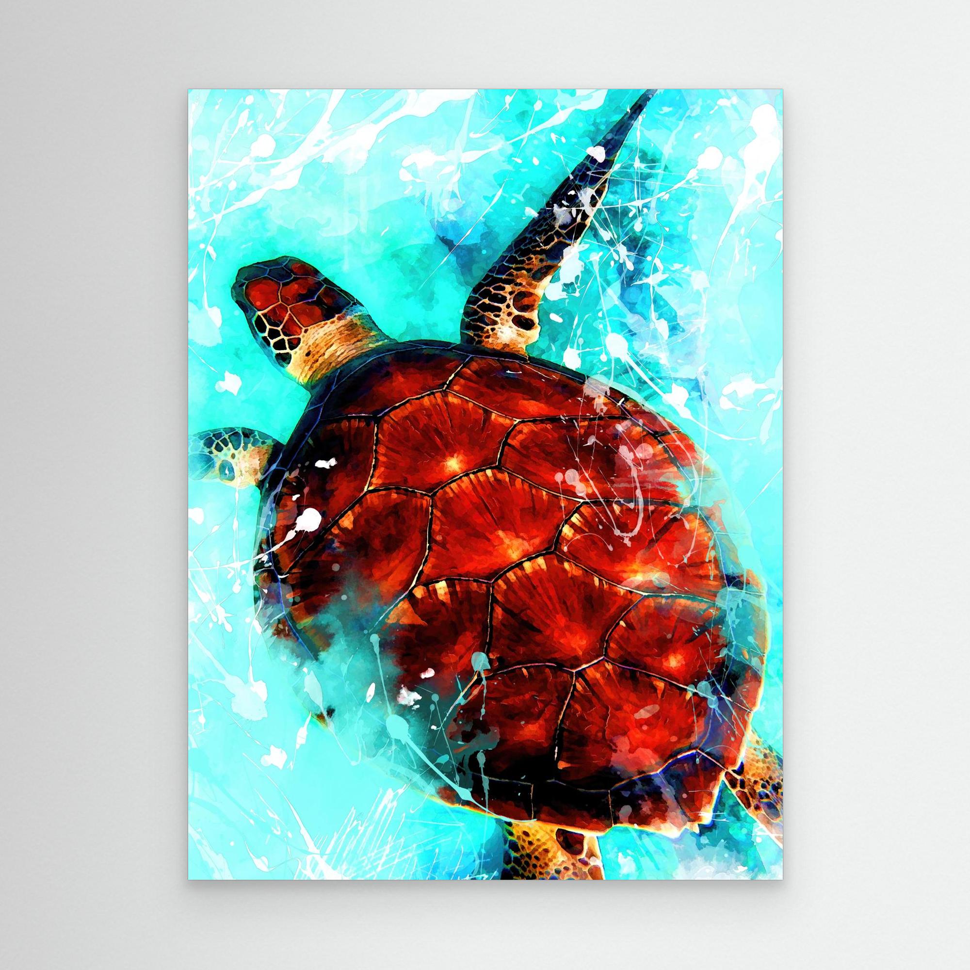 Turtle Art Canvas Print by Justyna Jaszke - Stunning Ocean Wildlife Wall Decor for Living Room, Bedroom & Office