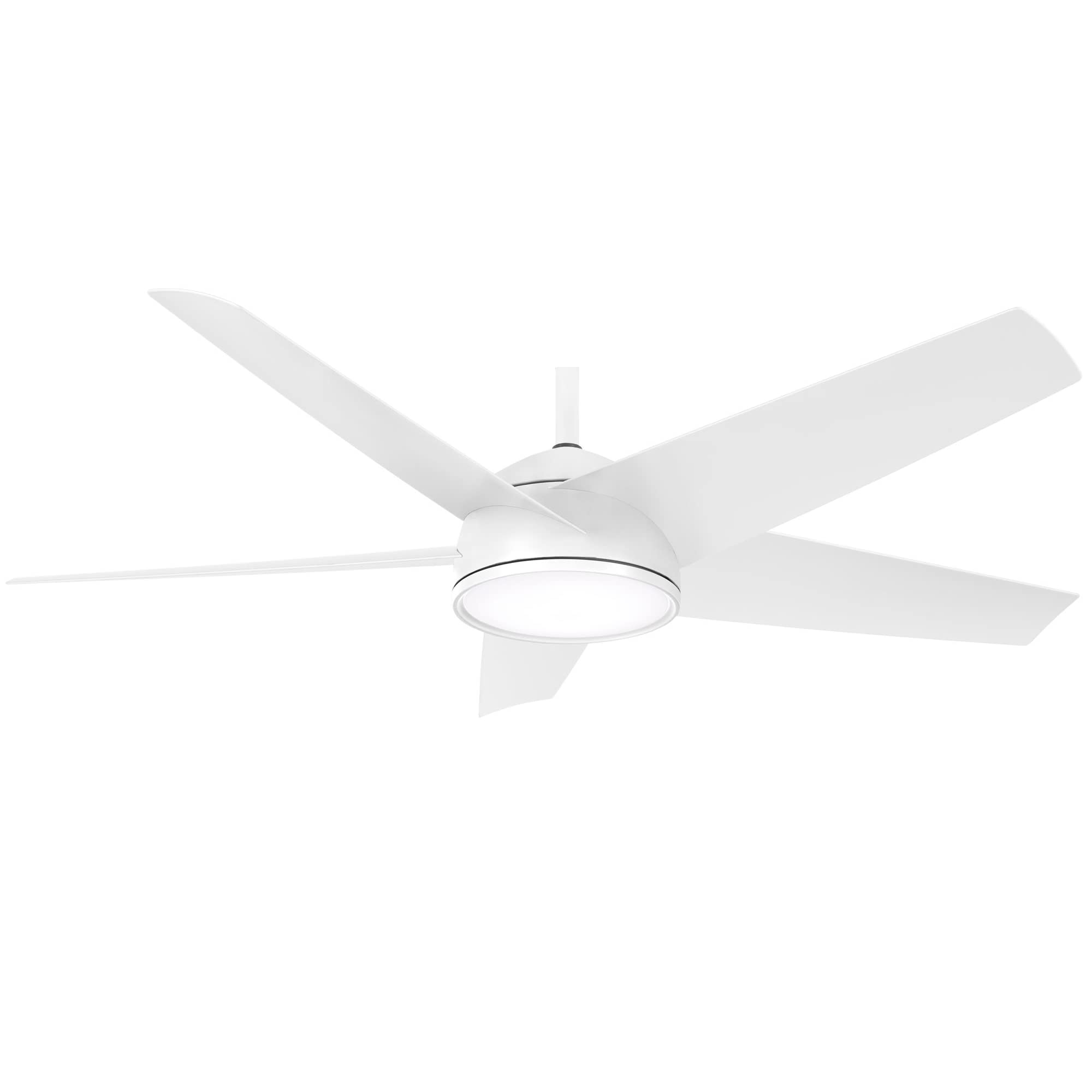 Minka Aire F781L-WHF 58 Inch Chubby Outdoor Ceiling Fan with LED Light and Remote Control, White - Perfect for Patio, Deck, and Covered Porch Cooling