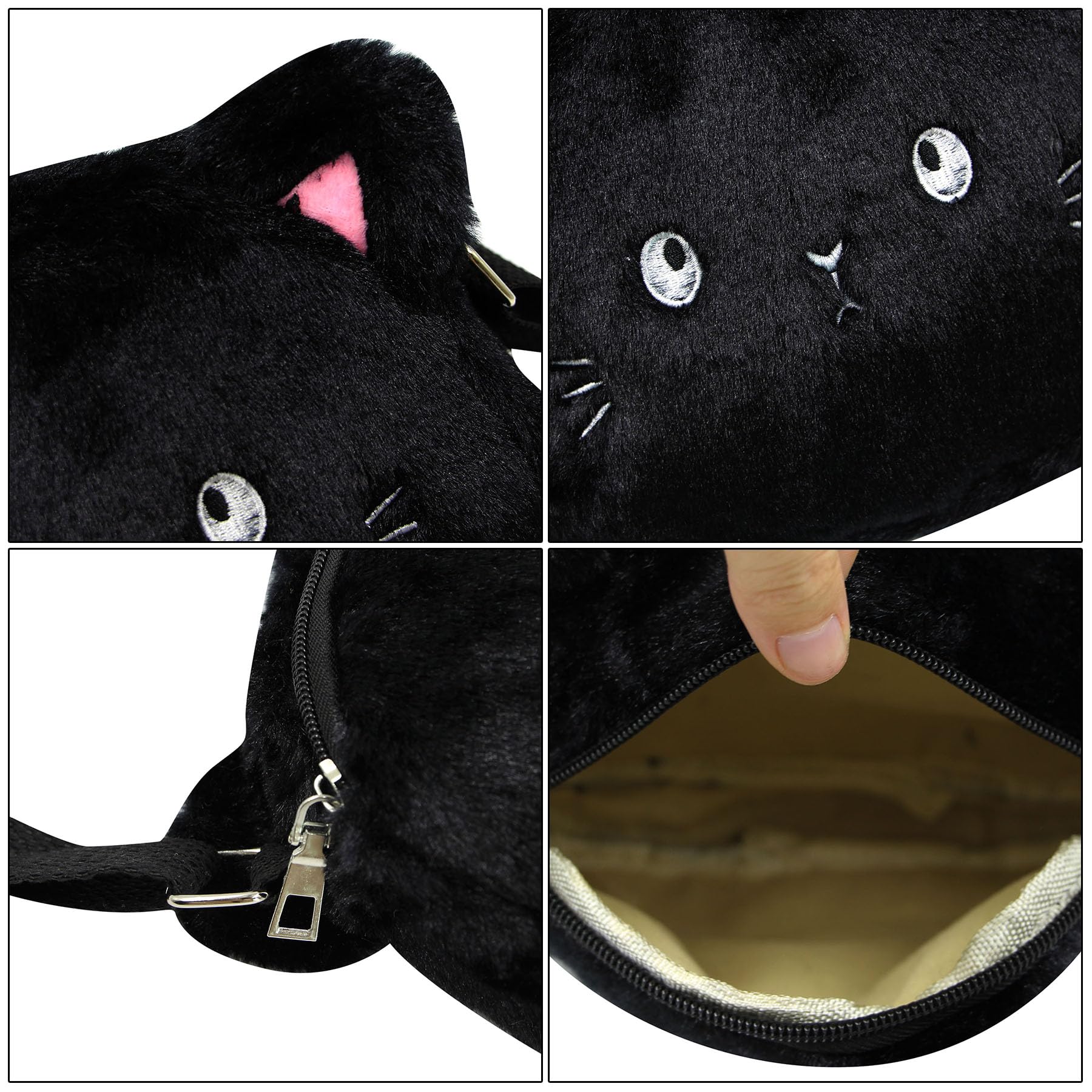 Adorable Pink Fluffy Cat Crossbody Bag - Small Plush Shoulder Purse for Women, Kawaii Animal Messenger Satchel - Perfect for Casual Outings, Cosplay & Gift Giving