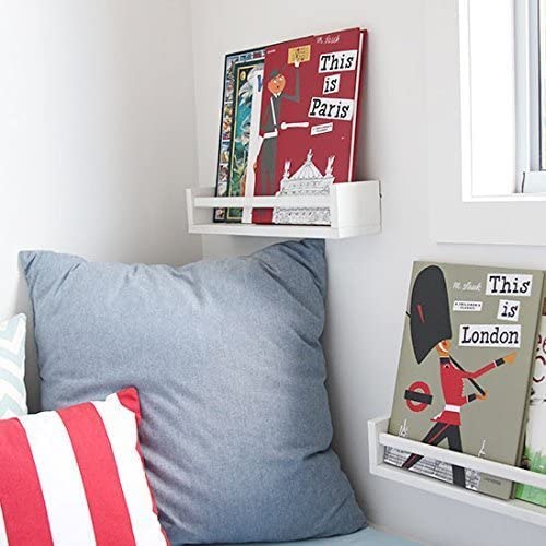 Set of 2 White Wood Wall Shelves for Nursery Room - Perfect for Baby Books, Toys & Decor Storage