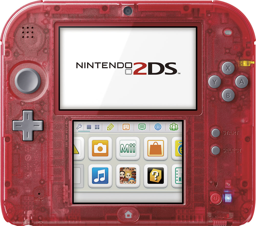 Nintendo 2DS Handheld Gaming Console - Crystal Red Edition | Portable Game System for Kids & Adults | Perfect for Travel, Commuting & Home Entertainment