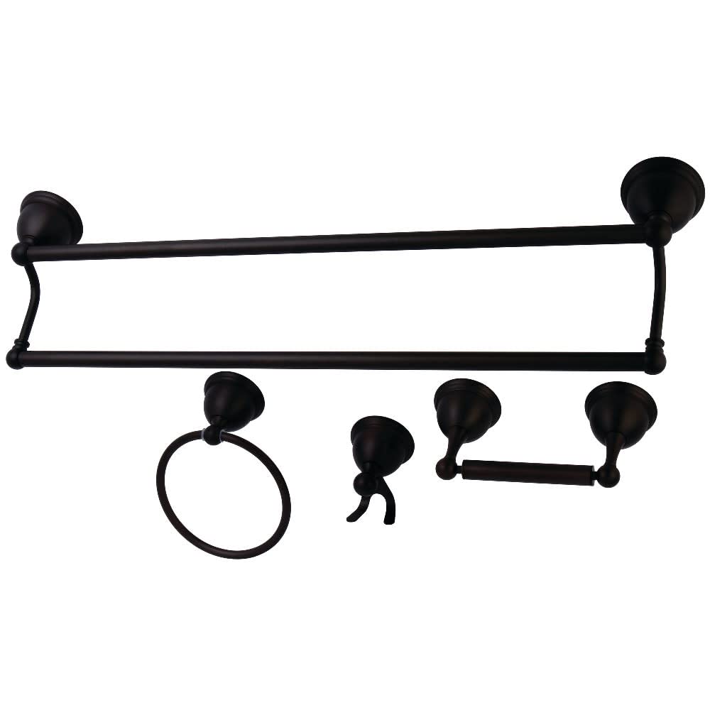 Kingston Brass BAK3963478ORB Restoration 4-Piece Bathroom Hardware Set in Oil Rubbed Bronze - Perfect for Bathroom Renovation, Home Upgrade & Vintage Style Decor