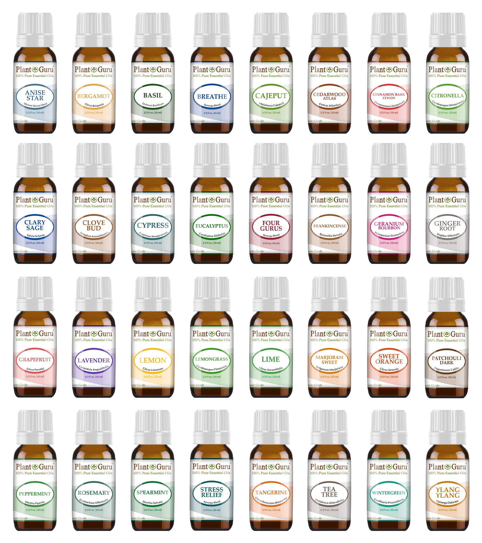 32-10ml 100% Pure Therapeutic Grade Essential Oil Set for Aromatherapy, Diffusers, Skin & Hair Care | DIY Soap, Lotion, Candle Making | Perfect for Relaxation, Massage & Home Spa