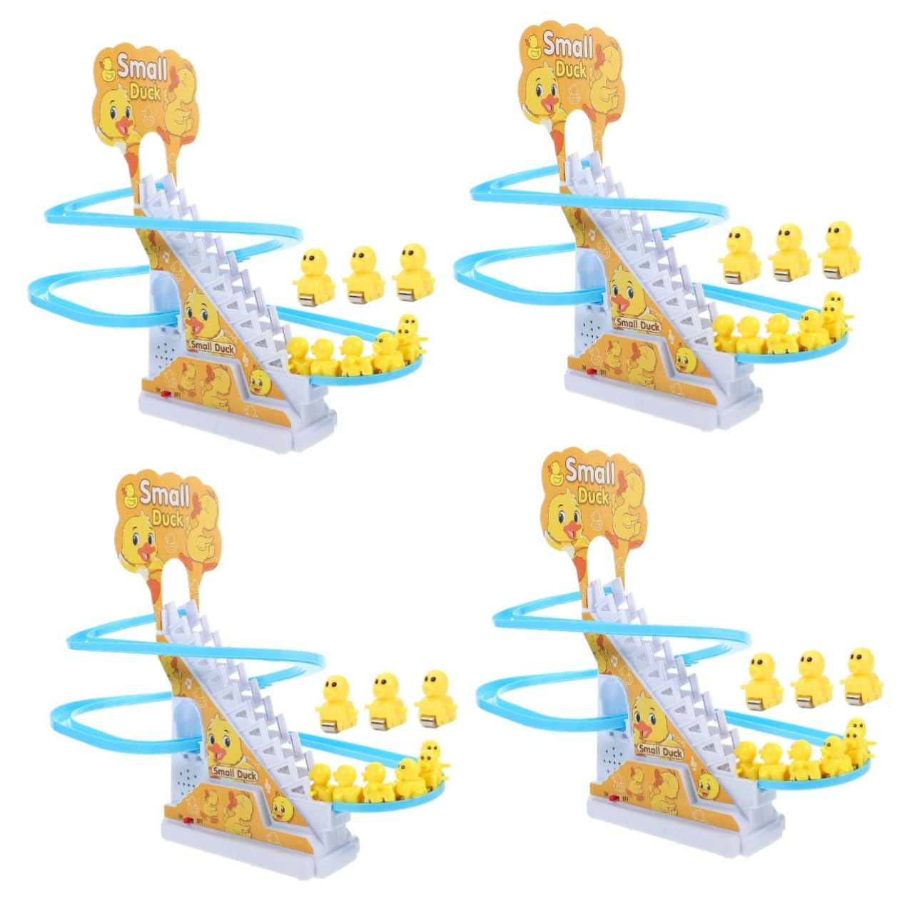 FAVOMOTO 4-Pack Stair Climbing Toy Cars with Tracks - Fun Bath & Slide Toys for Toddlers - Perfect for Bathtime Play, Stair Adventures & Early Learning Development