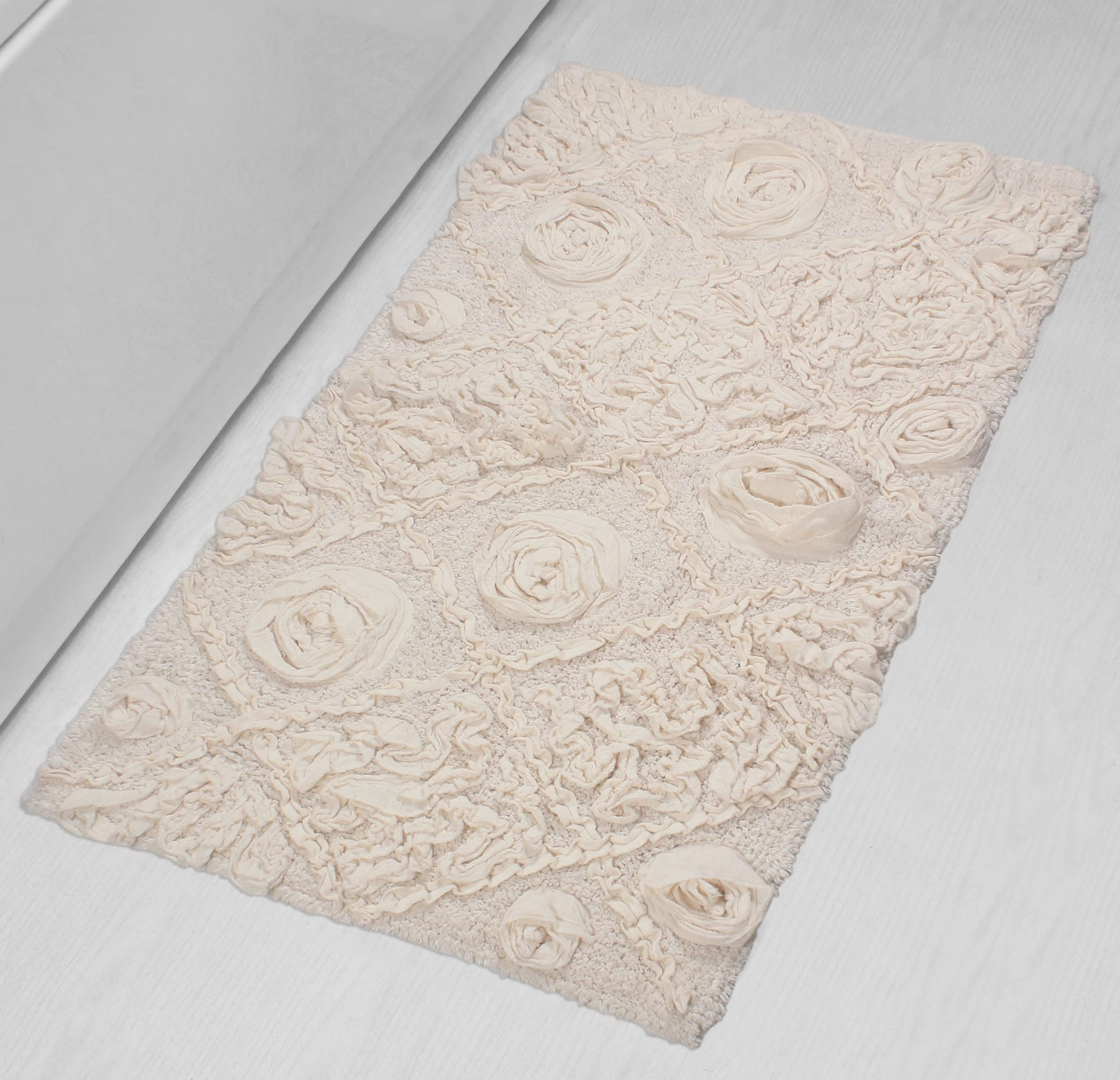 Premium 100% Cotton Bath Rug Set - Ultra Soft & Absorbent Non-Slip Bathroom Mat, Washable Cotton Floor Rug for Bathroom & Kitchen (24