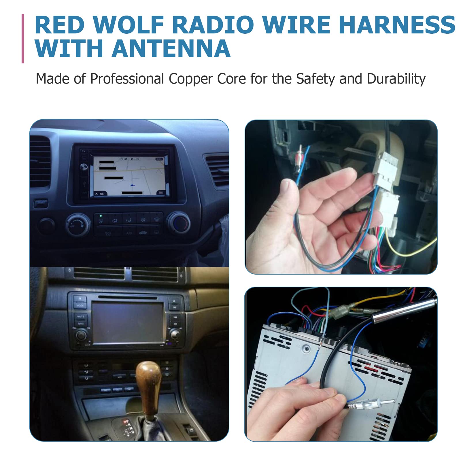 RED WOLF Car Radio Wiring Harness Kit with Antenna Adapter - Compatible with Honda Fit 2007-2008, Civic 2006-2011, CR-V 2007-2011 & Select Acura RDX/Integra 1989-2015 - Easy Aftermarket Stereo Installation for Enhanced Sound Quality