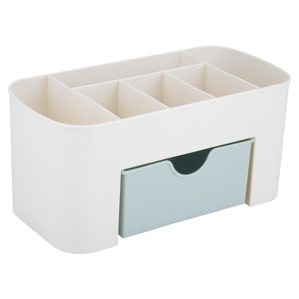 Makeup Organizer Storage Box - Elegant Cosmetic Organizer with Drawers for Makeup & Stationery (Blue) | Perfect for Vanity, Bathroom & Office Organization