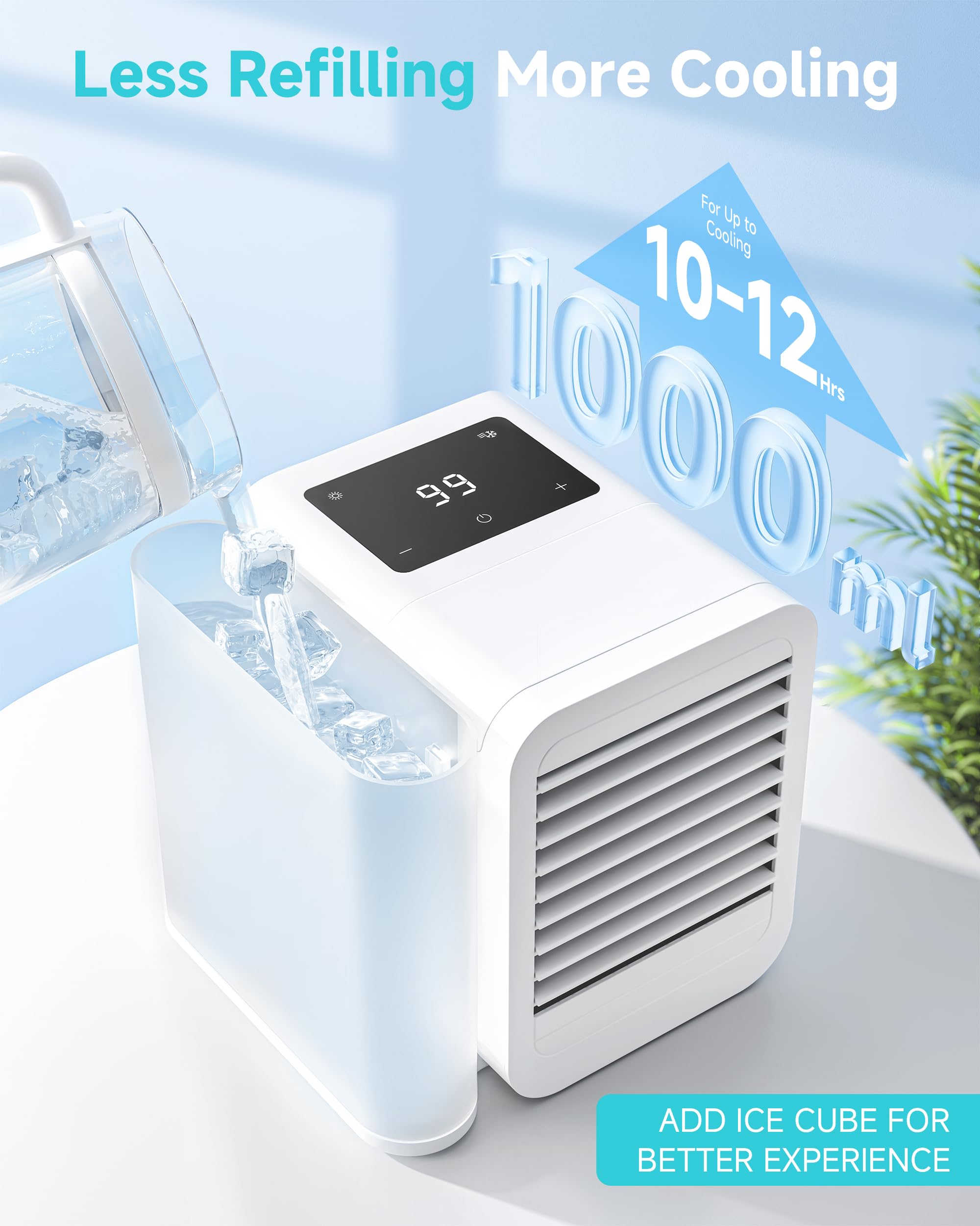 Portable Air Conditioner & Cooling Fan - Mini Evaporative Air Cooler with USB Power, Personal Desktop AC Unit for Room, Office, Home | Perfect for Summer, Bedroom Cooling & Workspace Comfort