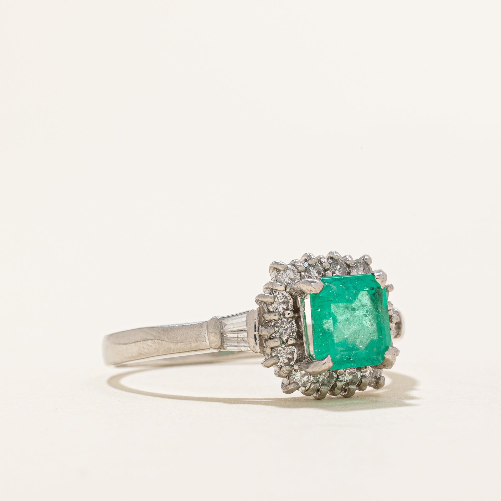 Emerald & Diamond Halo Engagement Ring 1.00ct Center Stone 0.40ctw Total Weight Size 10 - Perfect for Proposals, Anniversaries & Wedding Bands
