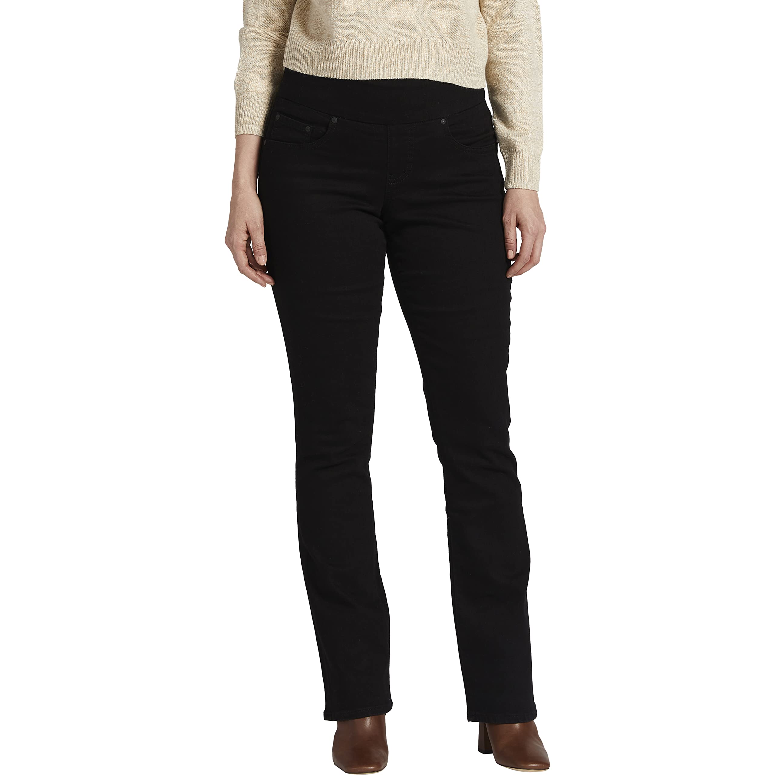 JAG Jeans Women's Petite Paley Mid Rise Bootcut Pull-on Stretch Denim Pants - Comfortable Everyday Wear for Work & Casual Outfits