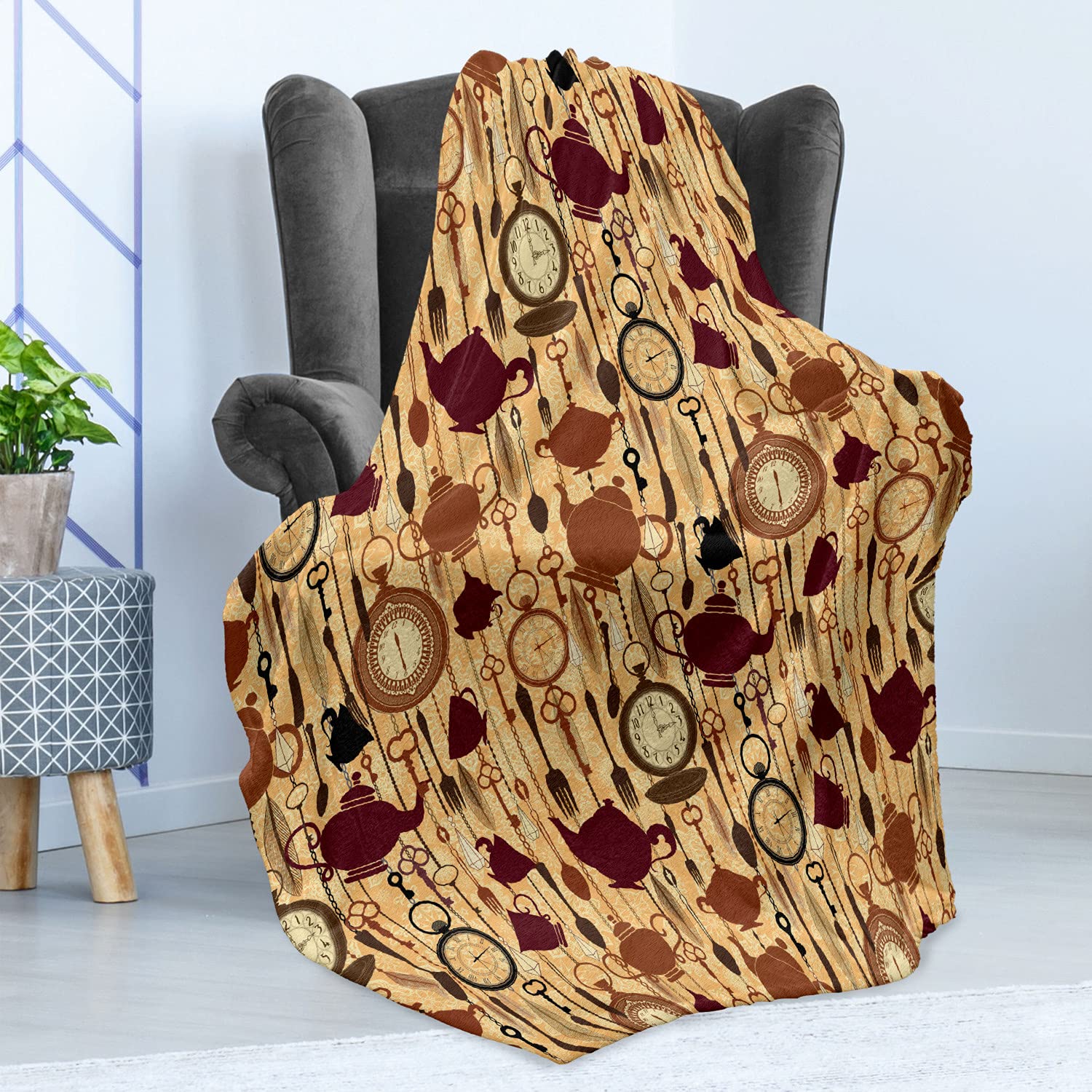 Ambesonne Victorian Style Tea Party Throw Blanket - 50