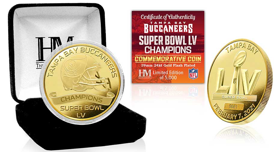 Tampa Bay Buccaneers Super Bowl 55 Champions Commemorative Gold Mint Coin - Perfect for Collectors, Fans, and Sports Memorabilia Displays