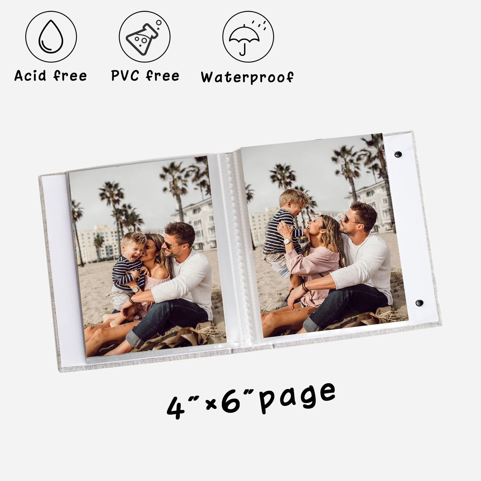 4x6 Small Photo Album Set of 2 - Linen Cover Mini Scrapbook Holds 52 Pictures (26 Pages) - Perfect for Baby Photos, Wedding Memories, Artwork Display & Postcard Collection
