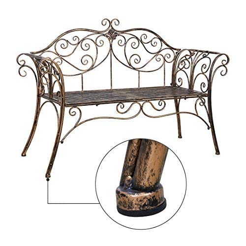 Antique Bronze Metal Garden Bench - 2 Seater Outdoor Patio Furniture for Garden, Yard, Porch & Sunroom - Perfect for Relaxing, Decorating Outdoor Spaces & Enhancing Curb Appeal