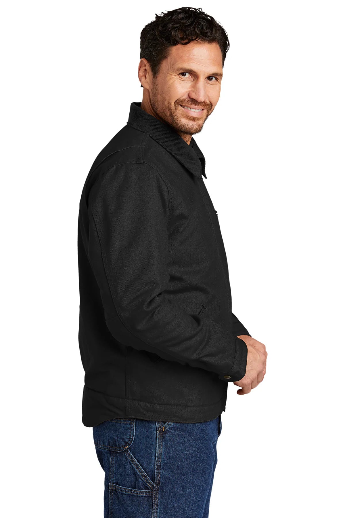 Carhartt Tall Duck Detroit Jacket for Men - Heavy Duty Work Jacket, Black - Durable Water-Resistant Coat for Construction, Farming & Outdoor Work