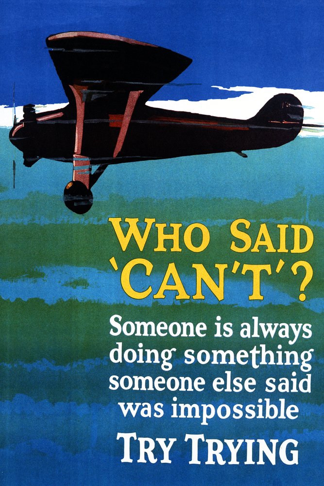 Vintage 'Who Said Can't Try Trying to Fly' Motivational Metal Poster - 24x36 Inch Gallery Quality Aluminum Wall Art Decor for Home, Office & Gym Inspiration