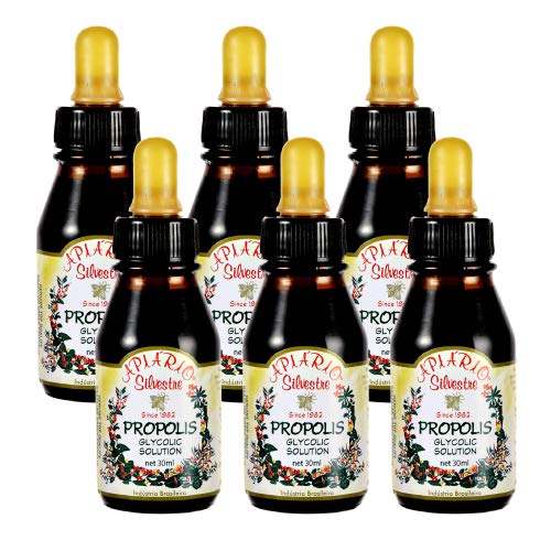 6 Bottles Value Pack: Apiario Silvestre Brazilian Green Bee Propolis Liquid Drops (30ml Each) - Alcohol-Free, Wax-Free, Sugar-Free, Glycolic Extract - Immune Support & Natural Wellness for Daily Health Boost