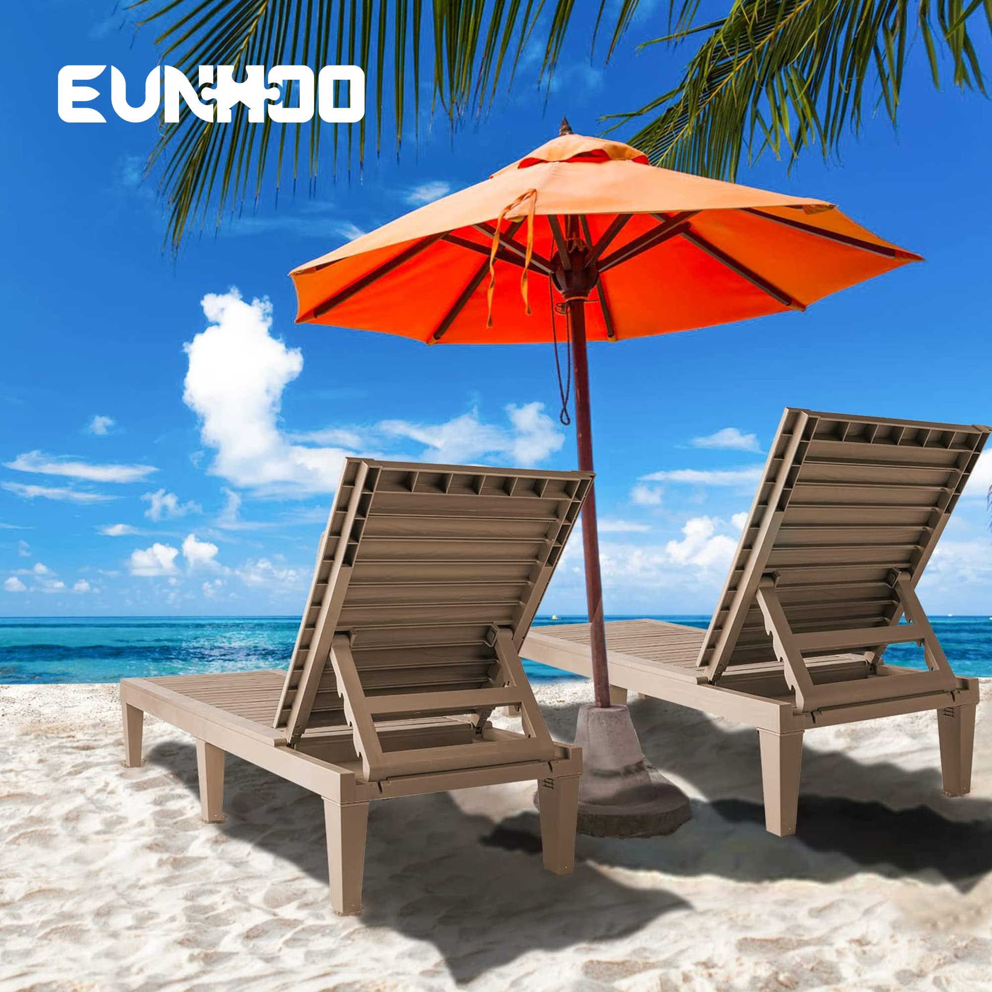 5-Position Adjustable Outdoor Lounge Chaise - Waterproof Pool Sun Lounger Chair for Garden, Beach, Patio & Deck - Perfect for Sunbathing & Relaxation (Set of 4) - Ideal for Backyard, Vacation Homes & Resort Style Living