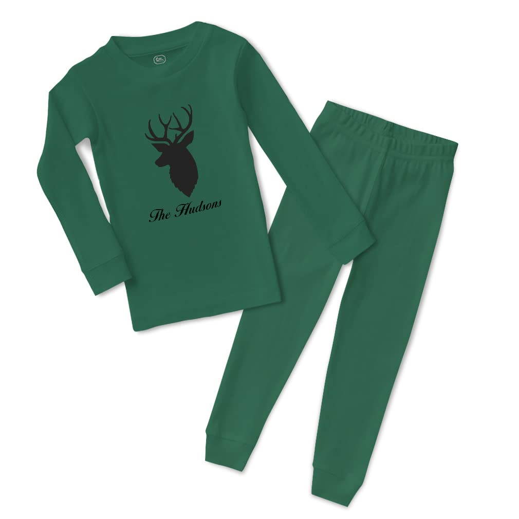 Custom Boy & Girl Cotton Toddler Pajamas - Deer Head Silhouette Country Homes Design - Soft & Snug Fit for Kids - Perfect for Bedtime, Playtime & Family Photos