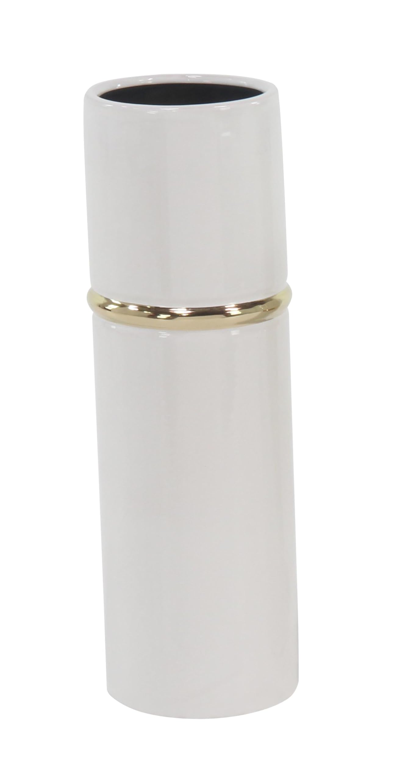 Deco 79 Set of 3 White Ceramic Vases with Gold Accents - 12