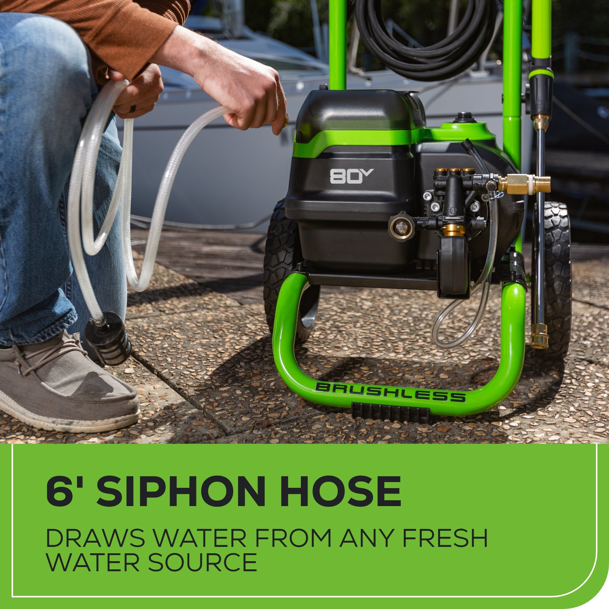 80V 3000 PSI 2.0 GPM Electric Pressure Washer with 2 x 4.0Ah Batteries & Dual Port Charger - Perfect for Home Cleaning, Car Washing, and Outdoor Surface Maintenance