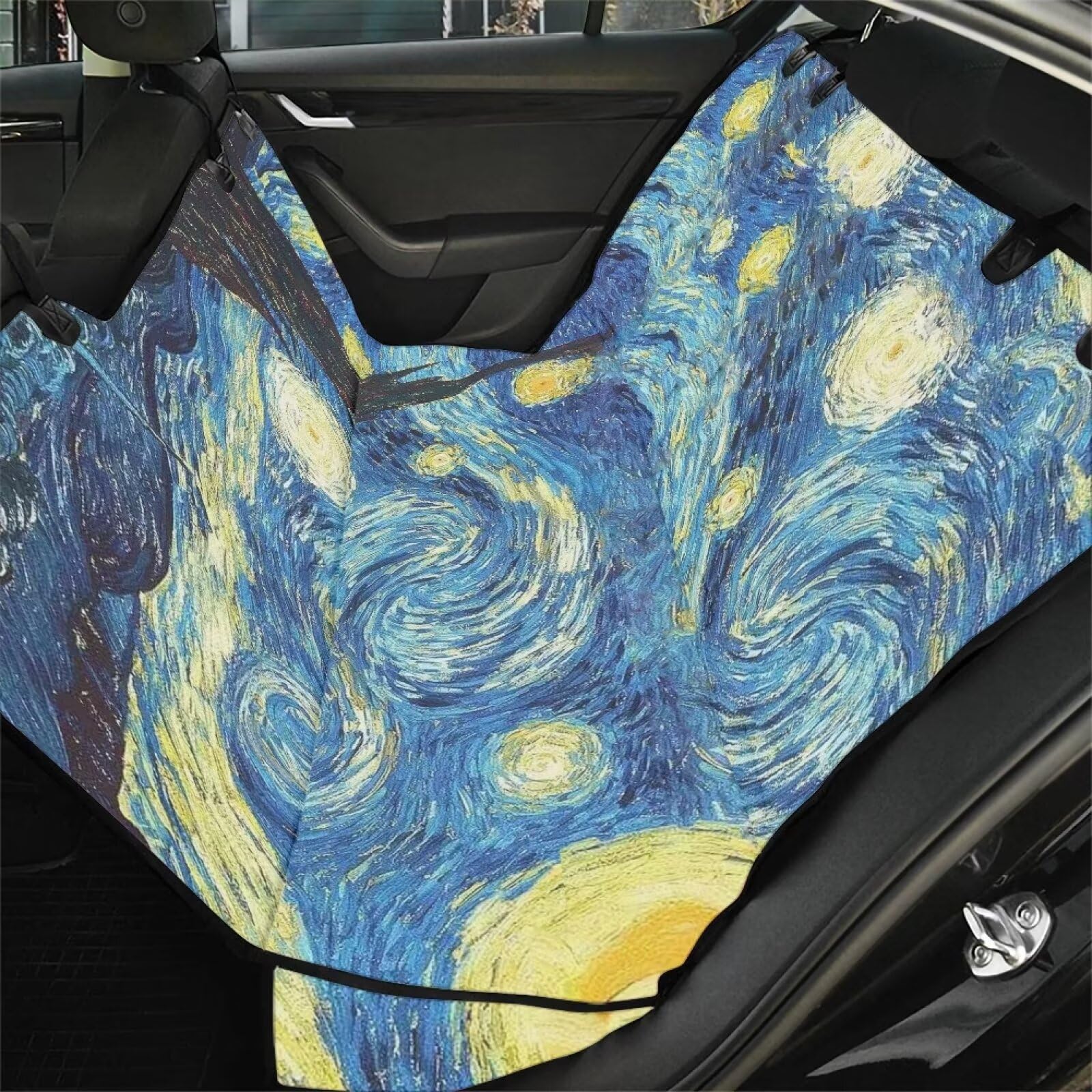 Starry Night Dog Seat Cover for Cars, Trucks & SUVs - Durable Nonslip Pet Back Seat Protector with Blue Sky Print | Perfect for Road Trips, Daily Commutes & Outdoor Adventures with Your Dog